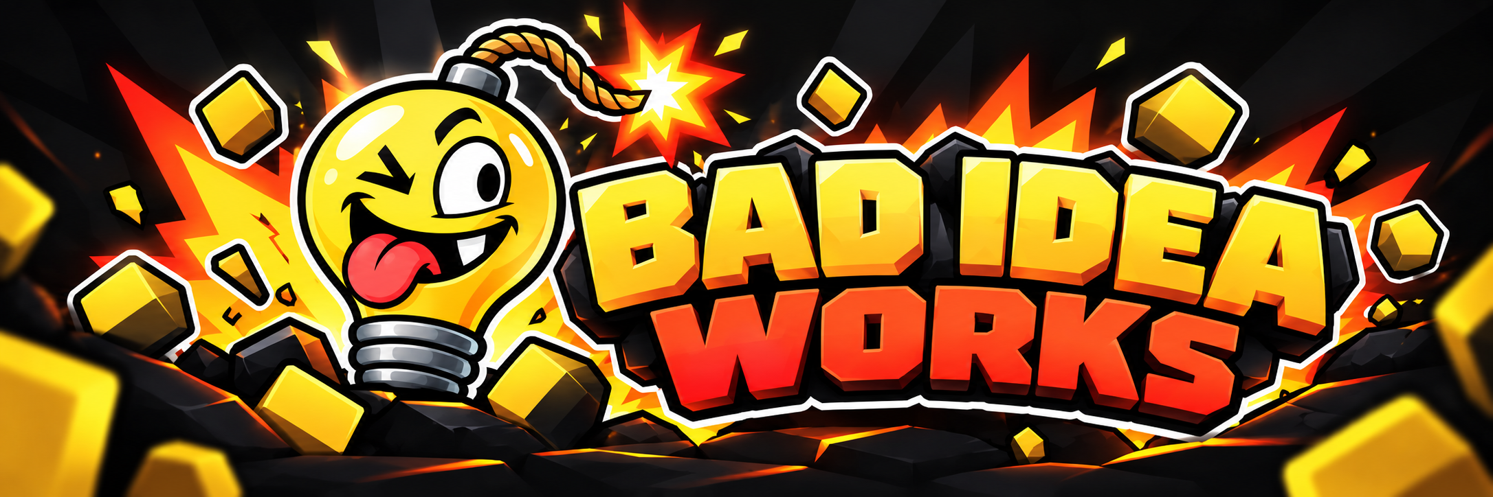 Bad Idea Works — the original community artwork with an explosive yellow lightbulb mascot